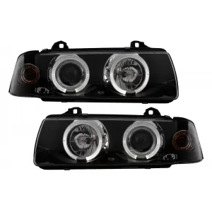 Faruri Angel Eyes compatibil cu BMW Seria 3 E36 Coupe Cabrio (1990-1999) Negre-image-6104555