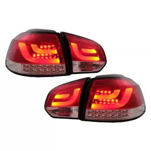 image-54-LED Taillights suitable for VW Golf 6 VI (2008-2013) Red Clear