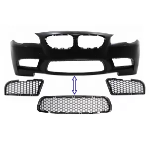 image-10-Pack Front Bumper Lower Central and Side Grille suitable for BMW 5 Series F10 F11 (2009-2017) only for M5 Bumper