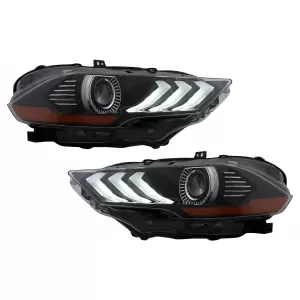 image-70-LED Headlights suitable for Ford Mustang VI Facelift (2018-2022) Black Dynamic Turning Lights RGB DRL