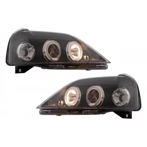 LED Angel Eyes Scheinwerfer für Dacia Logan 2004-2008 Schwarz Headlights-image-6107123