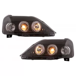 LED Angel Eyes Scheinwerfer für Dacia Logan 2004-2008 Schwarz Headlights-image-6107428