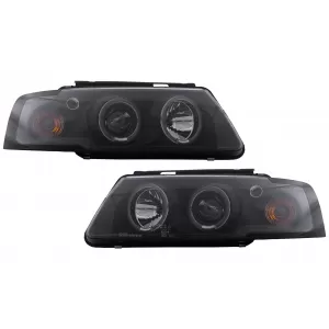 Faros Angel Eyes para VW Passat B5 3B 11.1996-08.2000 Luces Halógenas Negro-image-6111976