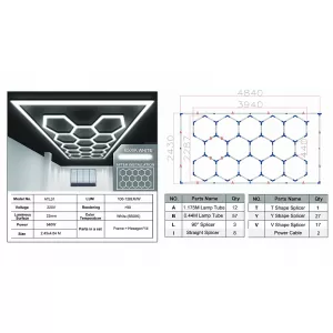 Sechseckiges Wabenlichter Wabendecken Lichtsystem 3,94 x 2,29 m-image-6109326