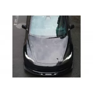 Pachet Exterior Complet de Extensii compatibil cu Tesla Model 3 (2023-up) Prelungire Bara Fata cu Difuzor de aer si Eleron Negru Lucios-image-6111104