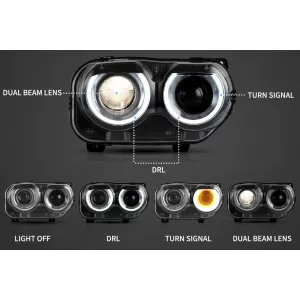 LED Headlights suitable for Dodge Challenger (2015-2023) Black