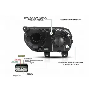 LED Headlights suitable for Dodge Challenger (2015-2023) Black