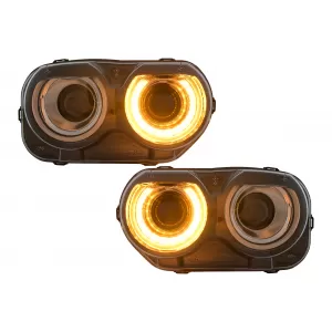 image-2-LED Headlights suitable for Dodge Challenger (2015-2023) Black RGB Lights