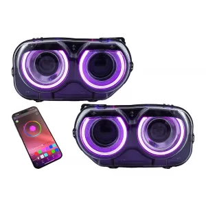 LED Headlights suitable for Dodge Challenger (2015-2023) Black RGB Lights