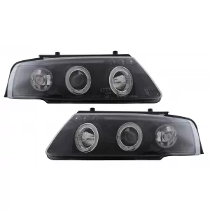 Faruri Angel Eyes compatibil cu VW Passat B5 3B (11.1996-08.2000) Negru-image-6112566