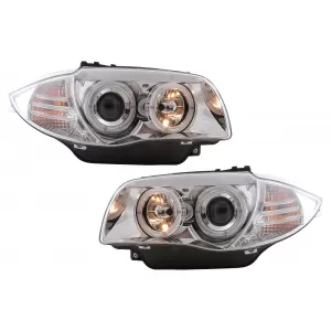 Faruri Angel Eyes compatibil cu BMW Seria 1 E81 E82 E87 E88 (2004-2011) Crom-image-6111970