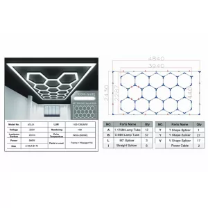 Sistem de Iluminare Plafon Hexagon / HoneyComb 3,94 x 2,29 m Lumina Ajustabila-image-6114070