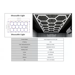 image-26-Hexagon HoneyComb Ceiling Light System  3.94 x 2.29 m Dimmable Light