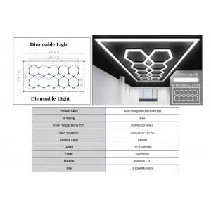 image-27-Hexagon HoneyComb Ceiling Light System 3.94 x 1.86 m Dimmable Light