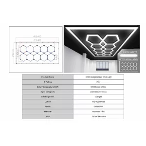 Hexagon HoneyComb Ceiling Light System 3.94 x 1.86 m Dimmable Light