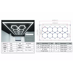 Hexagon HoneyComb Ceiling Light System 3.94 x 1.86 m Dimmable Light