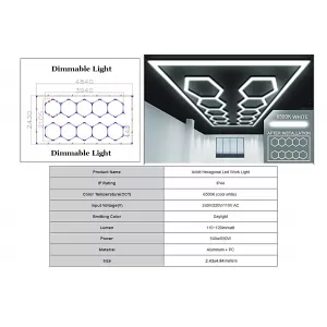 image-28-Hexagon HoneyComb Ceiling Light System 3.94 x 2.10 m Dimmable Light