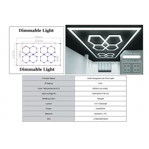 image-29-Hexagon HoneyComb Ceiling Light System 3.56 x 1.86 m Dimmable Light