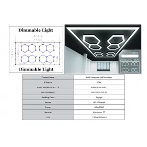 image-30-Hexagon HoneyComb Ceiling Light System 3.56 x 2.10 m Dimmable Light
