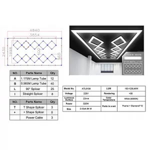 image-34-10 Square Ceiling LED Light System 4.84 x 2.43 m 6500K