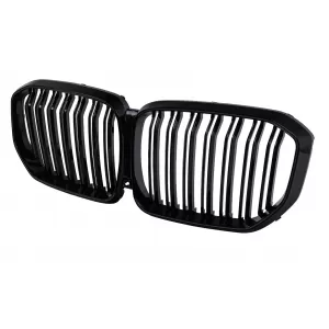 LED Kühlergrill Gitter Nieren Nierengitter für BMW X5 G05 2018–2022 Doppelstreifen Glänzend Schwarz-image-6277386