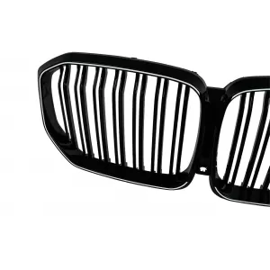 LED Kühlergrill Gitter Nieren Nierengitter für BMW X5 G05 2018–2022 Doppelstreifen Glänzend Schwarz-image-6277402