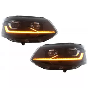 Full LED TFL Scheinwerfer für VW Transporter Caravelle Multivan T5 MOPF 10-15 Schwarz-image-6114500