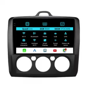 Navigation for Ford Focus, (2004-2012), 9 Inch, 2Gb Ram, 32Gb Storage, Carplay, Manual Climate Control - NAVF92HIW