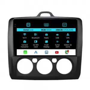 Navigation for Ford Focus, 2004-2012, 9Inch, 8Gb RAM, 256Gb Storage, Carplay, Manual Air Conditioning - NAVF98IJI