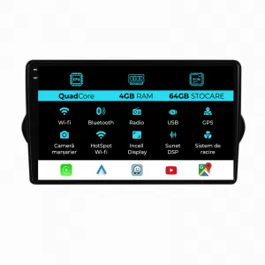 Navigation for Fiat Tipo, 2015-2021, QuadCore, 9 Inch, 4Gb RAM, 64Gb Storage, Carplay - NAVFT94GEQ