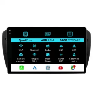 Navigation for Seat Ibiza (2008-2016), QuadCore, 9 Inch 4Gb Ram, 64Gb Storage, Carplay - NAVSE94ERF