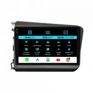 Navigation for Honda Civic IX Sedan (2011-2015), 9Inch, 6Gb Ram, 128Gb Storage, Carplay