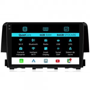 image-6-Navigation for Honda Civic, 2015-2021, QuadCore, 9 Inch, 4Gb RAM, 64Gb Storage, Carplay