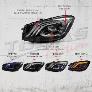 Headlights Full LED suitable for Mercedes S-Class W222 Maybach X222 (2013-2017) Facelift Look