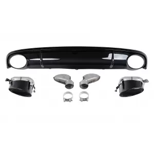 image-34-Rear Bumper Valance Air Diffuser suitable for Audi A7 4G (2010-2014) with Exhaust Tips RS7 Design Black