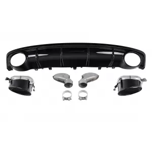 image-35-Rear Bumper Valance Diffuser with Exhaust Tips suitable for Audi A7 4G Facelift (2015-2017) only for S7 S-Line RS7 Design Black