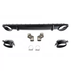 image-36-Rear Bumper Valance Diffuser with Exhaust Tips suitable for Audi A4 B8 Limousine Avant Pre Facelift (2007-2011) RS4 Design Black