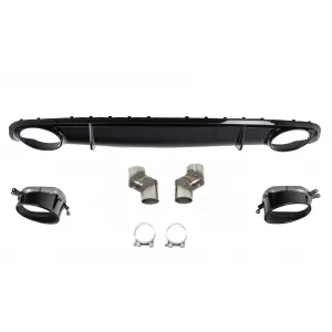 image-37-Rear Bumper Valance Diffuser & Exhaust Tips suitable for Audi A4 B8 B8.5 Limousine Avant Facelift (2012-2015) RS4 Design Black