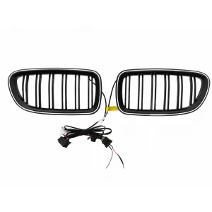 Central Kidney Grilles with LED suitable for BMW 5 Series F10 F11 (2010-2017) Double Stripe