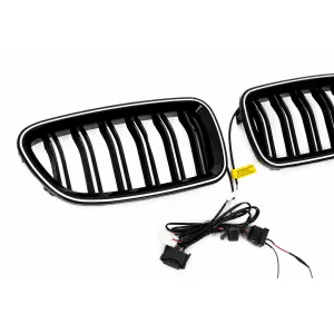 Central Kidney Grilles with LED suitable for BMW 5 Series F10 F11 (2010-2017) Double Stripe