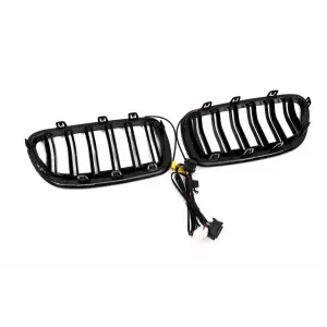 Central Kidney Grilles with LED suitable for BMW 5 Series F10 F11 (2010-2017) Double Stripe