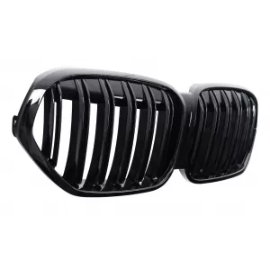 Central Kidney Grille suitable for BMW X1 SUV F48 LCI (2020-2022) Double Stripe Piano Black