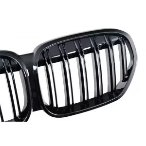 Central Kidney Grille suitable for BMW X1 SUV F48 LCI (2020-2022) Double Stripe Piano Black