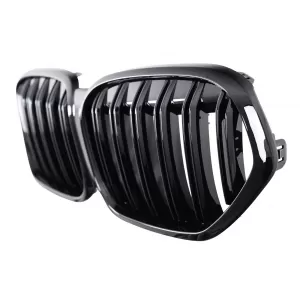 Central Kidney Grille suitable for BMW X1 SUV F48 LCI (2020-2022) Double Stripe Piano Black