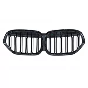 Central Kidney Grille suitable for BMW X1 SUV F48 LCI (2020-2022) Double Stripe Piano Black