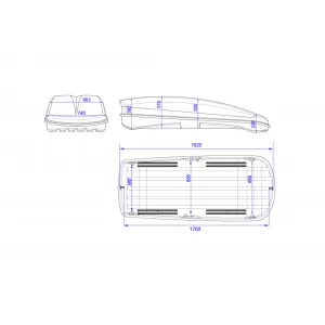 Farad roof box model Raya 480L black matte, 190x80x42cm