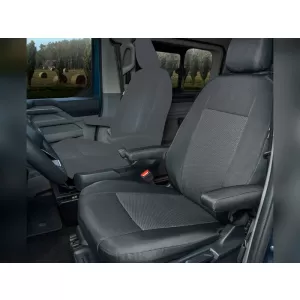 image-40-Kegel Tailor Made üléshuzat szimpla vezetőüléshez, két kartámasszal, Ford Transit Custom, Tourneo Custom, Volkswagen T7 2024-től, fekete-szürke