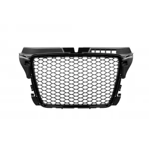 image-42-Griglia tipo RS verniciata nera adatta per Audi A3 hatchback, Sportback, cabriolet 2009-2012 senza fori per sensori di parcheggio