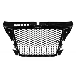 Fekete lakk RS típusú hűtőrács Audi A3 hatchback, Sportback, kabrió 2009-2012 modellekhez, PDC nyílásokkal-image-6132330