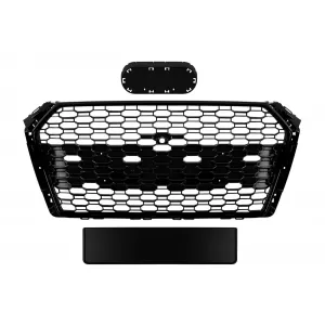image-47-Griglia tipo RS4 verniciata nera adatta per Audi A4 2015-2019 senza aperture per sensori di parcheggio